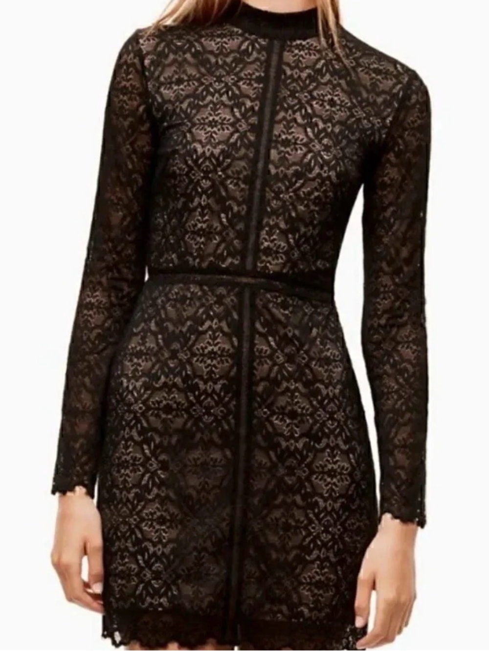 Wilfred Janvry Black Lace Long-Sleeve Mini Dress